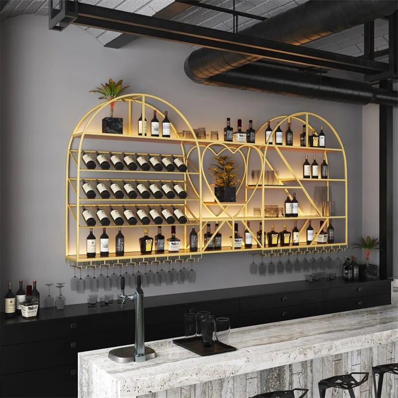 Restaurant home wine creative light luxury wall display stand bar industrial style wall hanging