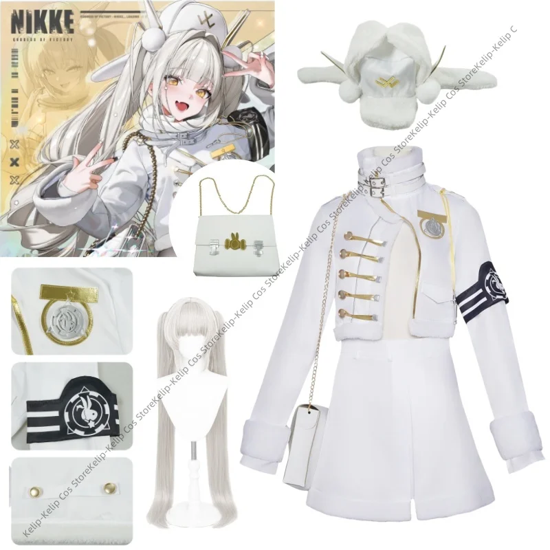 

Goddess NNIKKEE Blanc Cosplay Lucky Rabbit Skin Costume White Bunny Fortune Express Outfit Carnival Comic Role Play Outfit Wig