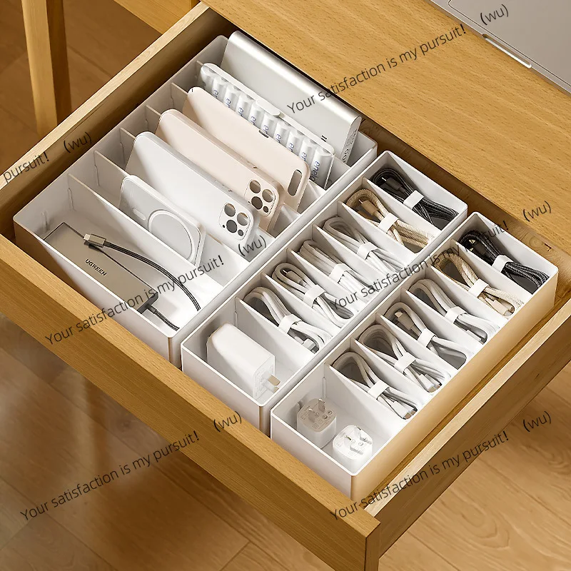 Data cable storage box Home desktop cable management box Organizing box Drawer Mobile phone charging  Power