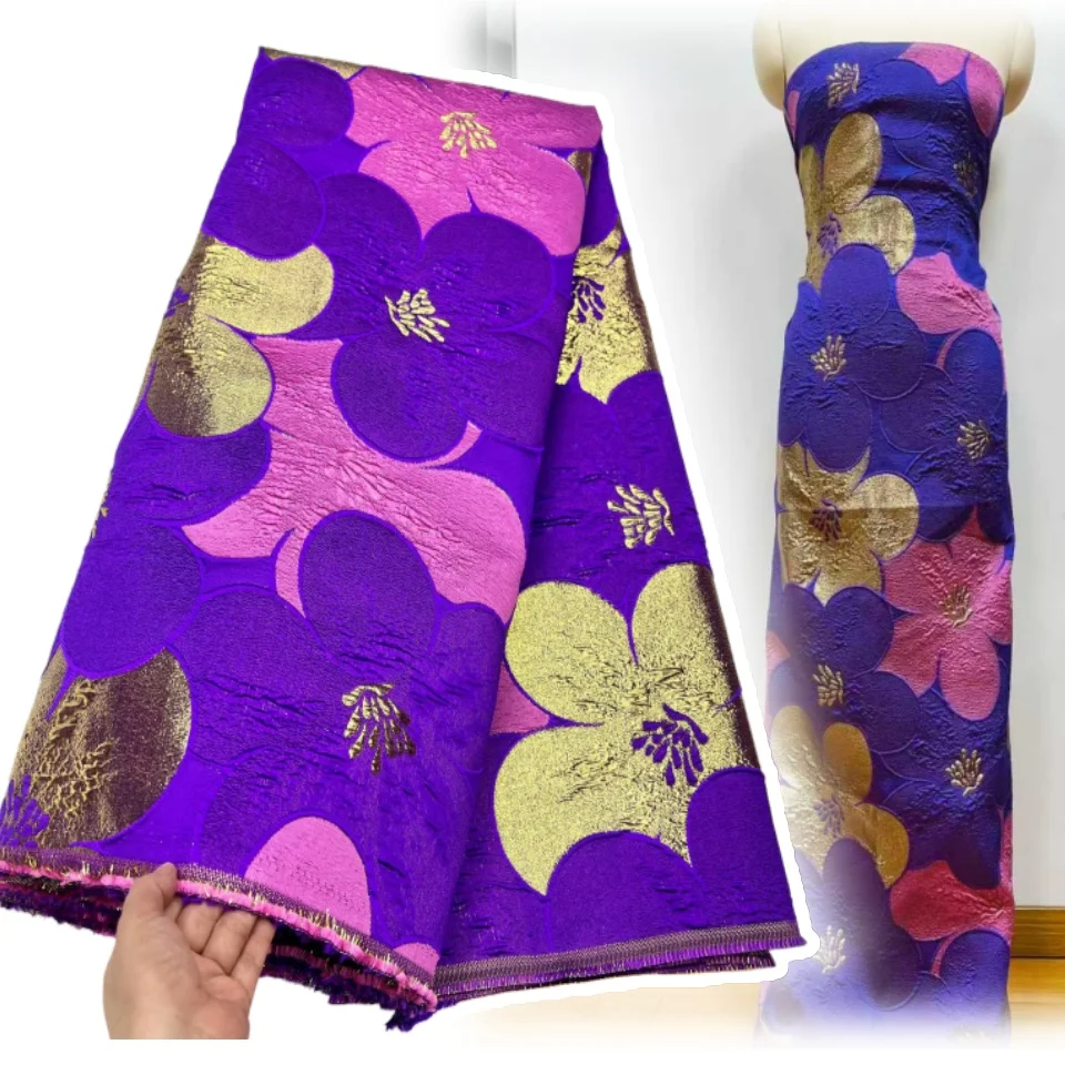 

Party Season Nigerian Brocade Lace Fabric High Quality 2025 African Lace Fabric Jacquard for Wedding Party Dress Sewing TP1694