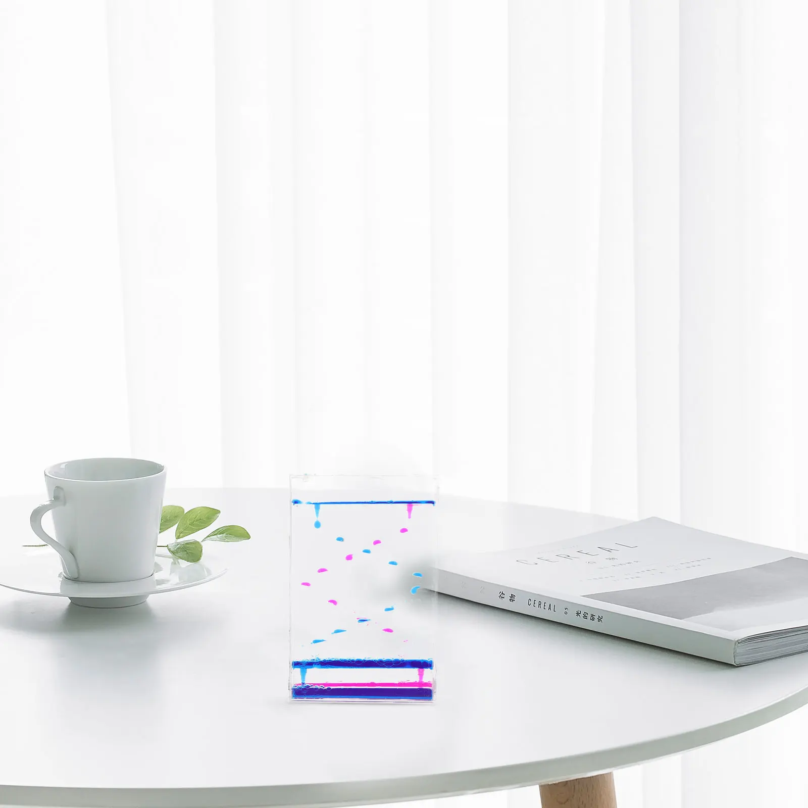 

Desktop Hourglass Ornament Double Color Oil Liquid Timer Smooth Shiny Handfeel Relaxing Decor Double Color Oil Liquid Timer