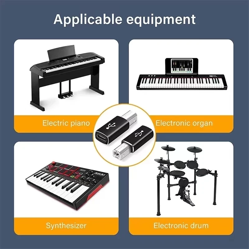 USB Type C Female To USB B Male Adapter for Scanner Printer Converter USB C Data Transfer Adapter for MIDI Controller Keyboard