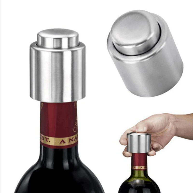 Vendita calda 6 pezzi in acciaio inox tipo Push tappo del vino sigillo sottovuoto pompa sigillante tappo del vino rosso sigillante Bar strumenti coperchio della bottiglia cucina