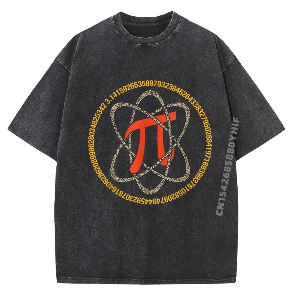 

Pi Atom Pi Day Math Lover Уличная мужская футболка с рисунком Мужская классическая стираная одежда Мужские топы большого размера с принтом