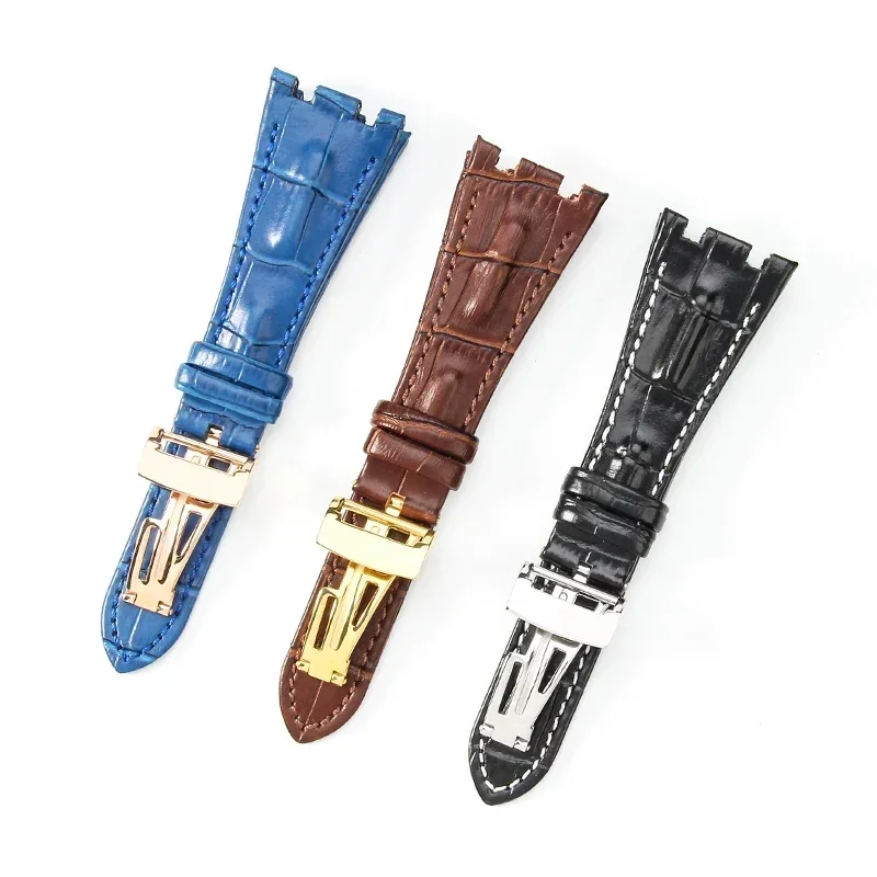 ل AP Oak خاص مريح الغبار الصلبة الفولاذ المقاوم للصدأ للطي مشبك المطاط الجلود الساعات 18 مللي متر اكسسوارات الساعات