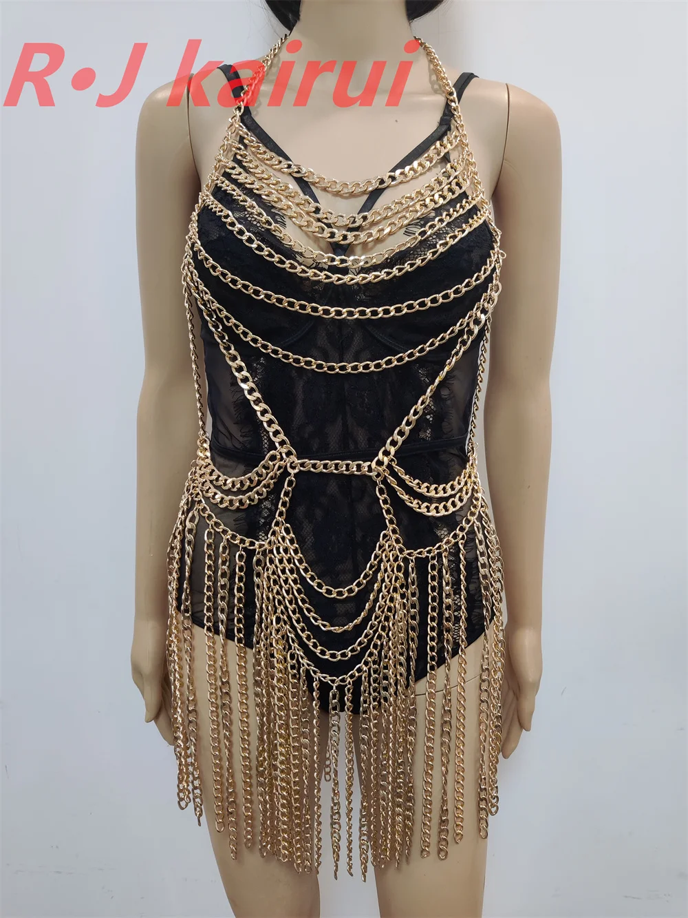 

RJ New Style Fashion Women Gold Chains Unique Harness Gold Dressing Chains Layers Body Chains Jewelry 2 Colors