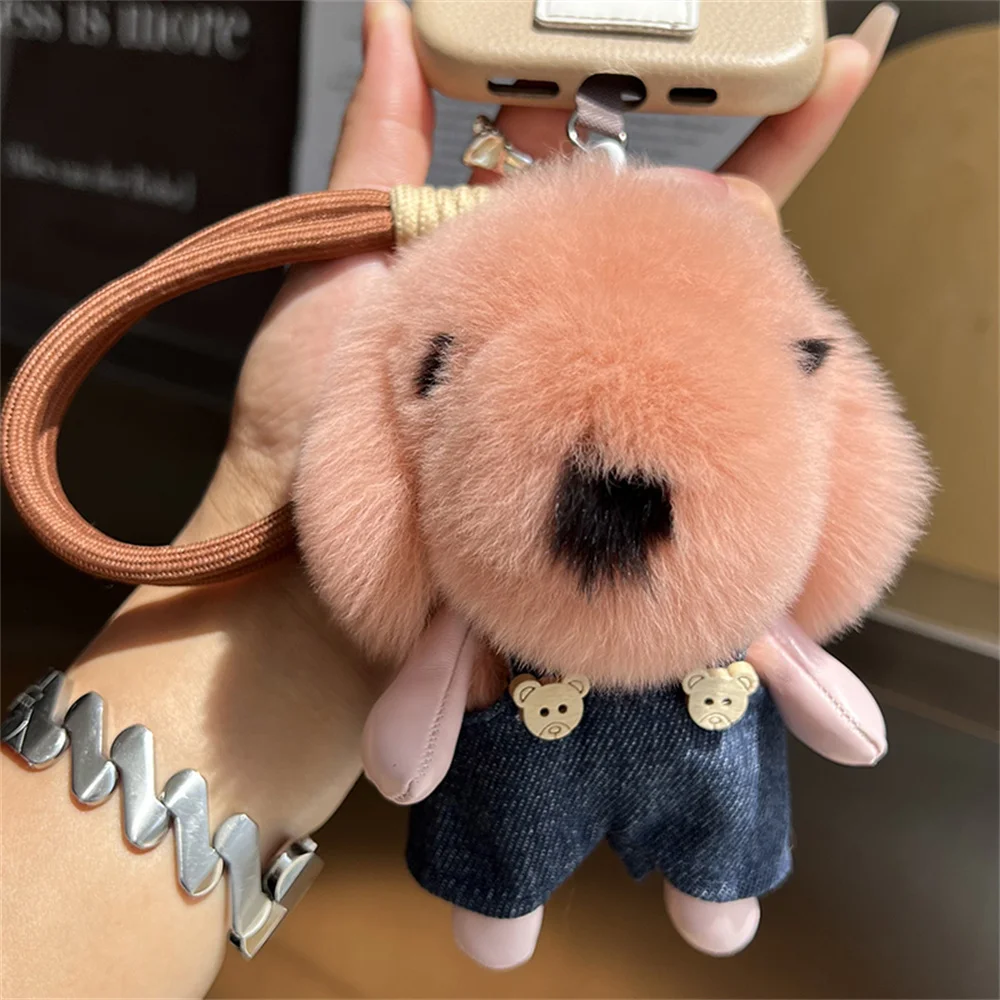 

Cute Rabbit Fur Puppy Keychain Fur Rabbit Doll Charm Toys Ornament Keyring Jewelry Pompom Pendant Gifts Hanbag Plu Keychains
