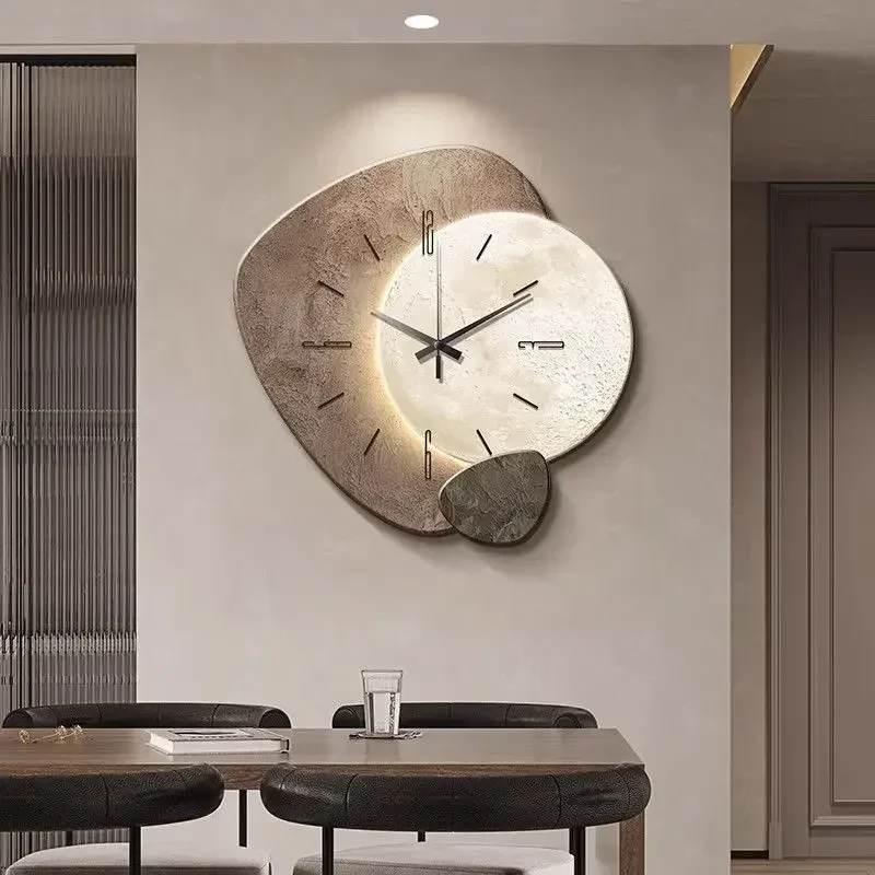 Modern Wall Clocks Stylish Large Living Room Clock with Light Design Clock Mechanism Silent Minimalism Decoration for Bedroom