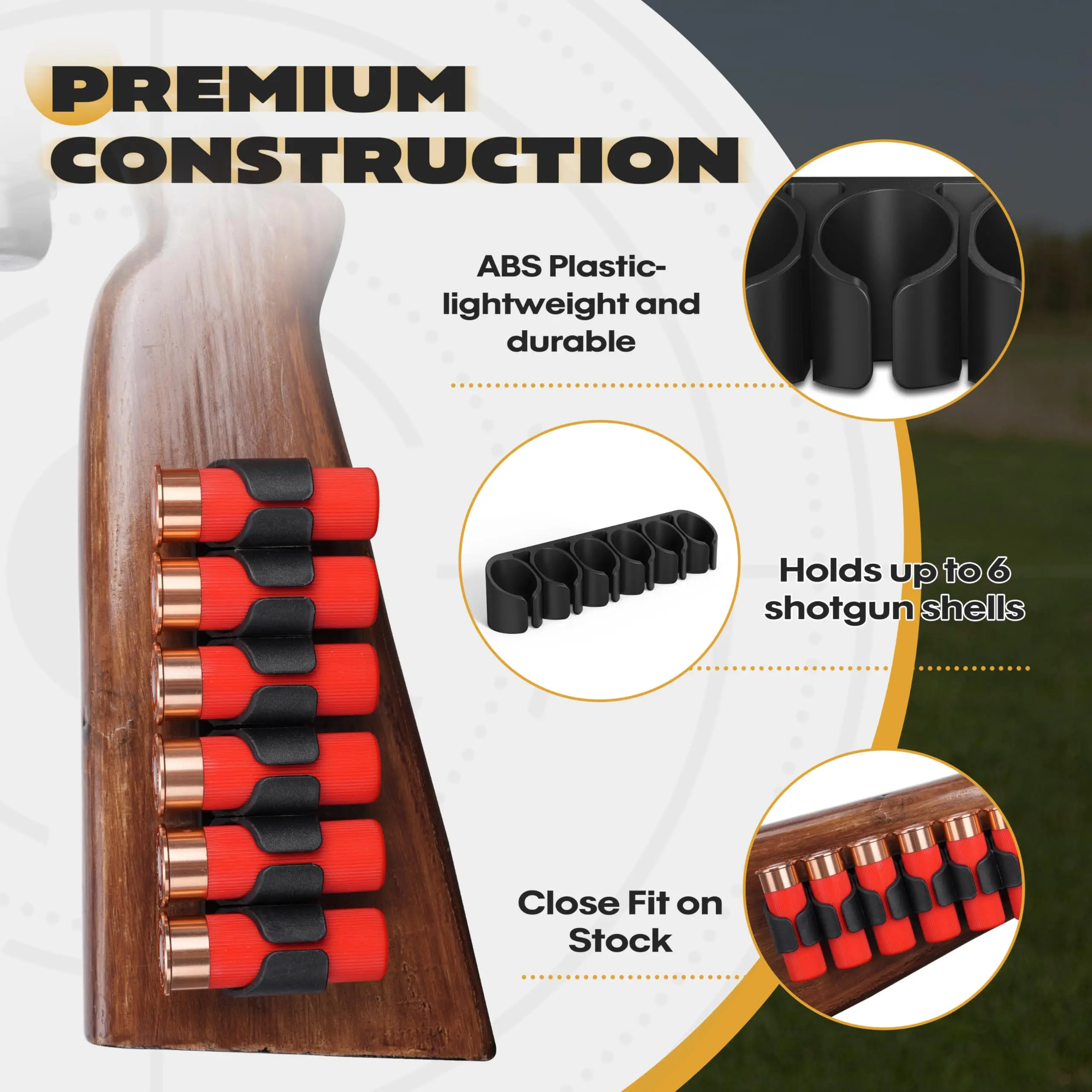 2/4 Packs Shotgun Side Saddle 12 Gauge Shotgun Shell Holder Side Saddle with Adhensive Back Stickers for Outdoor Hunting
