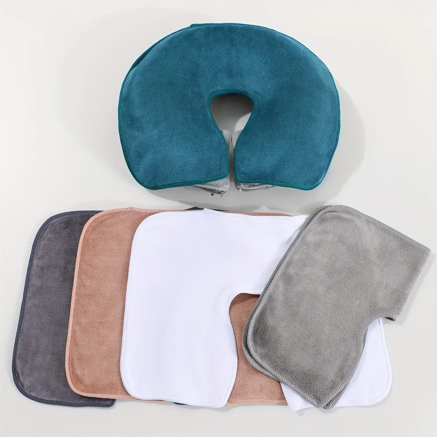 1pc Heart-Shaped U Face Perforated Massage Towel, Fluffless Soft Spa Facial Towel for Beauty Salon Tables, Machine Washable
