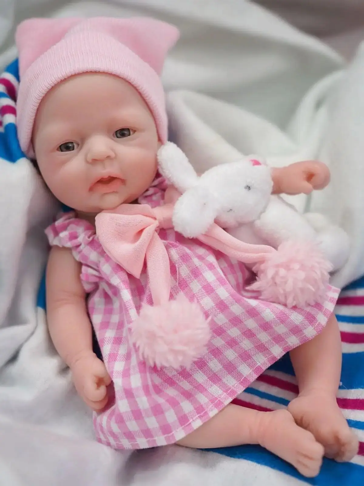 7 Zoll Silikon-Reborn-Babypuppe, realistische Neugeborenenfigur, Stressabbau-Sammlerstück, Mini-Figur – Detail 1