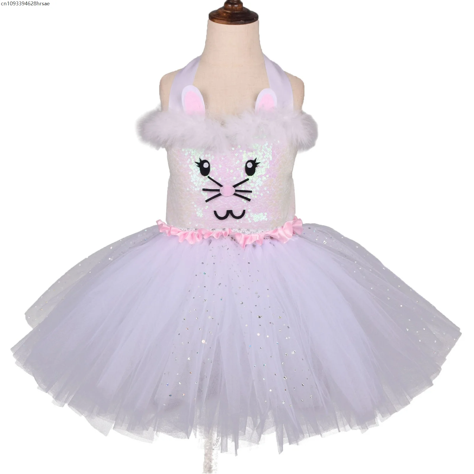 Vestito da tutù da coniglietto per neonate per bambini Costume cosplay da coniglio Festa di compleanno per bambini Vestito in tulle Abiti da vacanza Vestito di Halloween