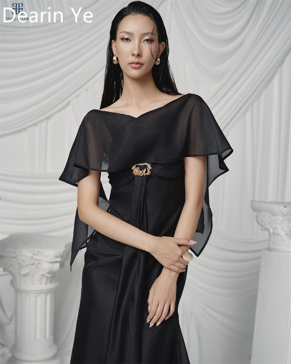 Dearin-vestido de noche con cuello en V, faldas hasta el tobillo, tul a medida, vestidos para ocasiones, vestido de graduación Formal de Arabia Saudita