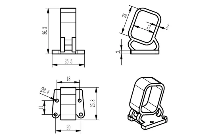 HappyModel Crux35 Crux35HD Micro Freestyle Drone reemplazo 3D impreso TPU soporte de montaje de cámara para Insta360 Go2 Caddx Peanut