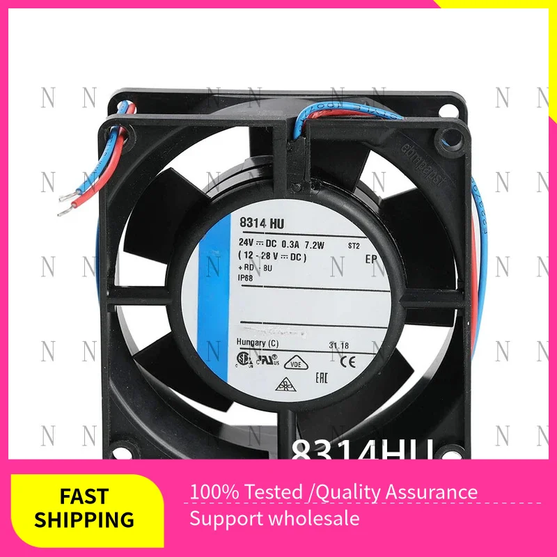 

YJJ FOR Ebmpaps 8314HU Axial cooling Fan 24VDC 7.2W 2wires 80*80*32MM IP68 Fully Tested