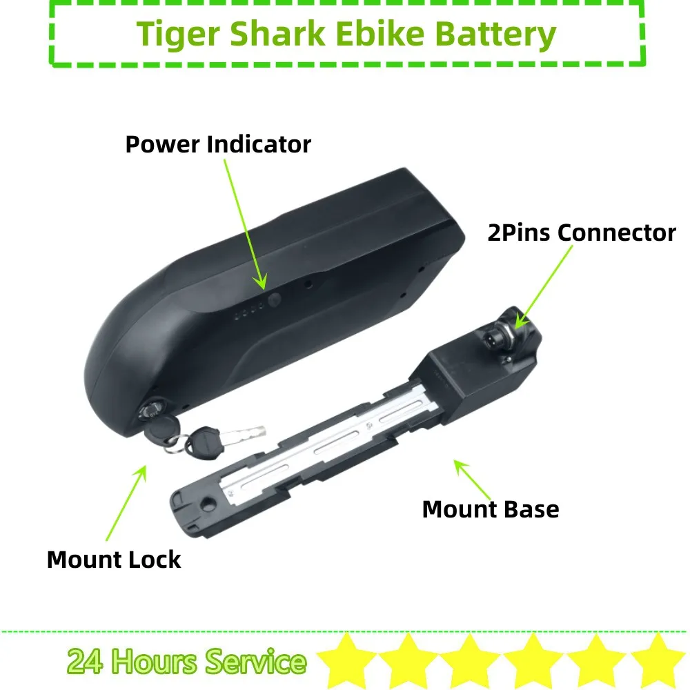 Reention Tiger Shark Ebike Battery 36V 10Ah 13Ah 15Ah 17Ah 17.5Ah 48V 10Ah 12Ah 13Ah 14Ah Li-ion E-bike Battery with Charger