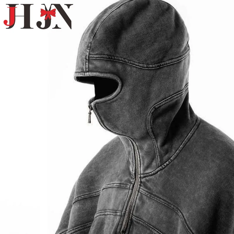 JHJN Vintage Woman Hoodies Distressed Hooded Sweatshirt Y2k Splicing Outdoor Fashion Pullovers Warm Clothes For Girl Half Zipper