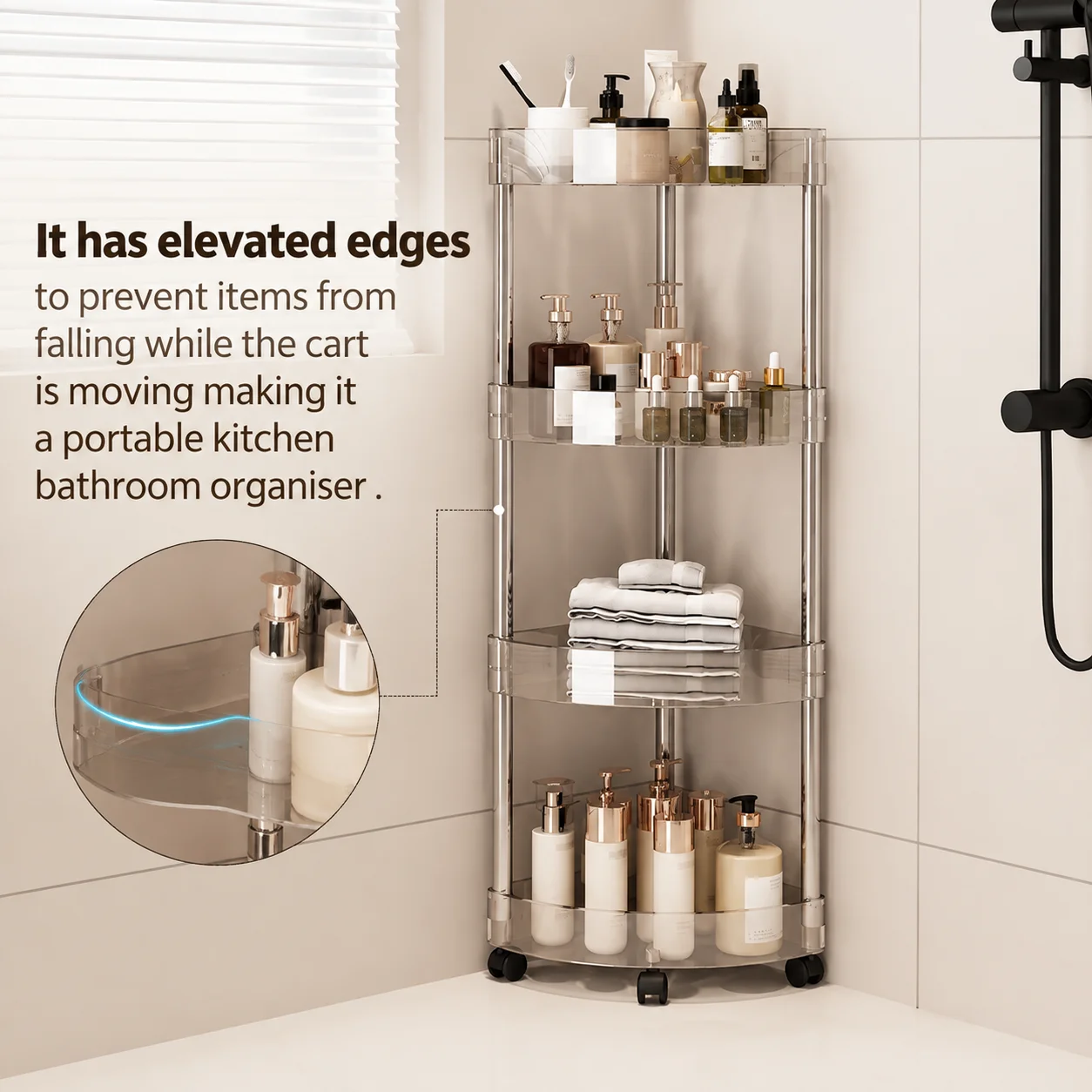 Large Capacity Storage Rack Acryl Cart Corner Cosmetic Fashion Rack Mult Bathroom Shelf Washbasin Storage Trolley Easy-Move
