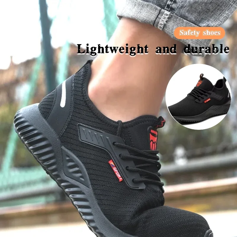 Men's Safety Work Shoes Steel Toe Cap Anti-Smash Puncture-Resistant Tactical Boots Breathable Lightweight Industrial Shoes