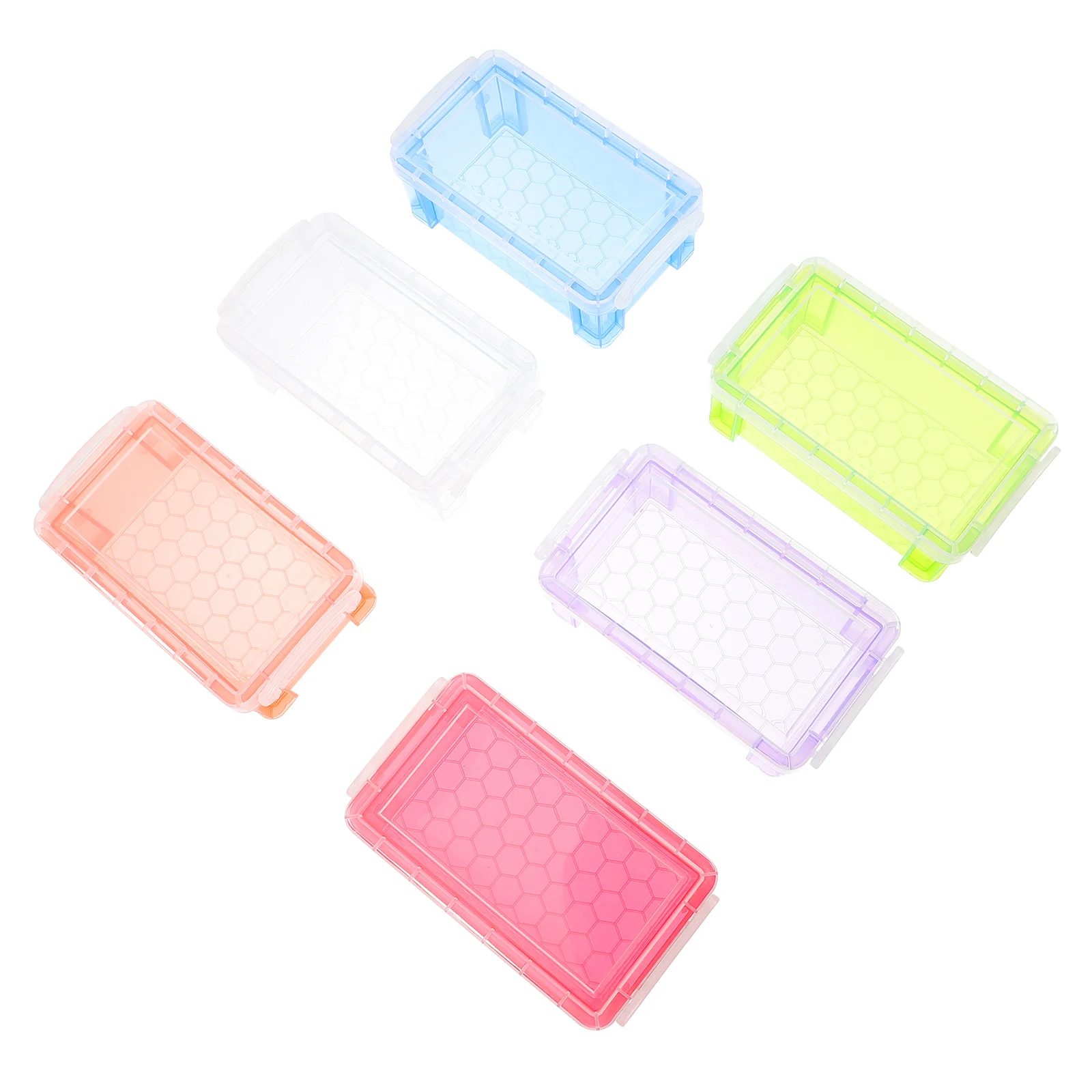 

6 Pcs Candy Color Storage Boxes Lightweight Plastic Bins Multicolor Beads Small Cards Household Desktop Stacking Safe