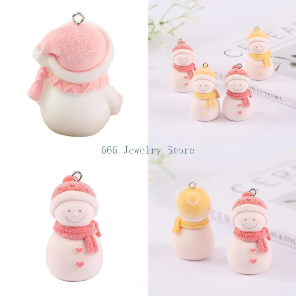 F2TD DIY Keychain Pendant 3D Cartoon Flocking Snowman Accessory Unique Souvenir Gift