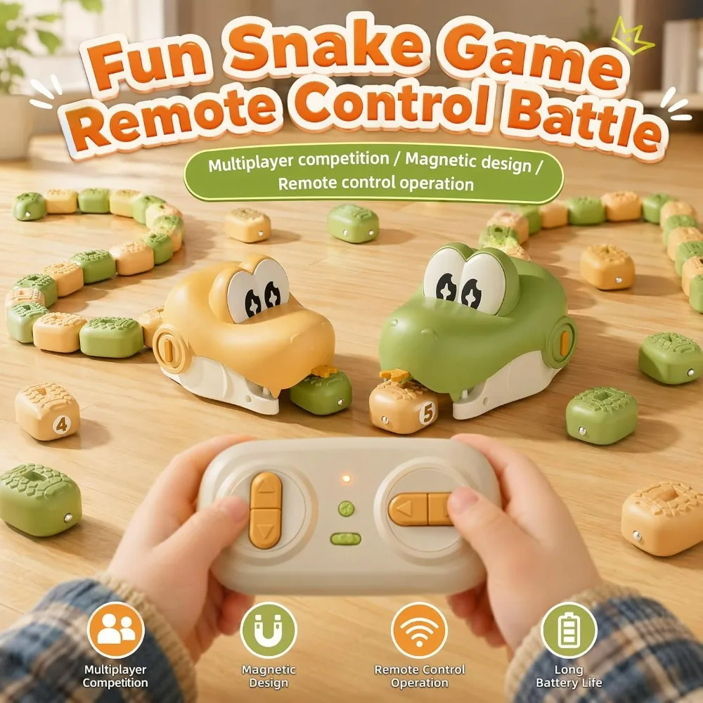 2‑Player Magnetic Remote Control Snake Game Toy, Competitive Battle Tabletop Game with Lights & Sounds, Interactive Family Party