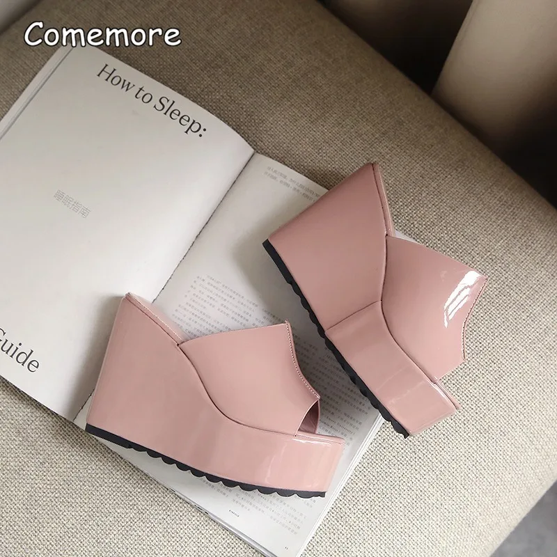 

Women's Nude Platform Wedge Mules Open Toe Slip-on High Heel Slides Street Style Fashion Footwear for Summer Beach Zapatos Mujer
