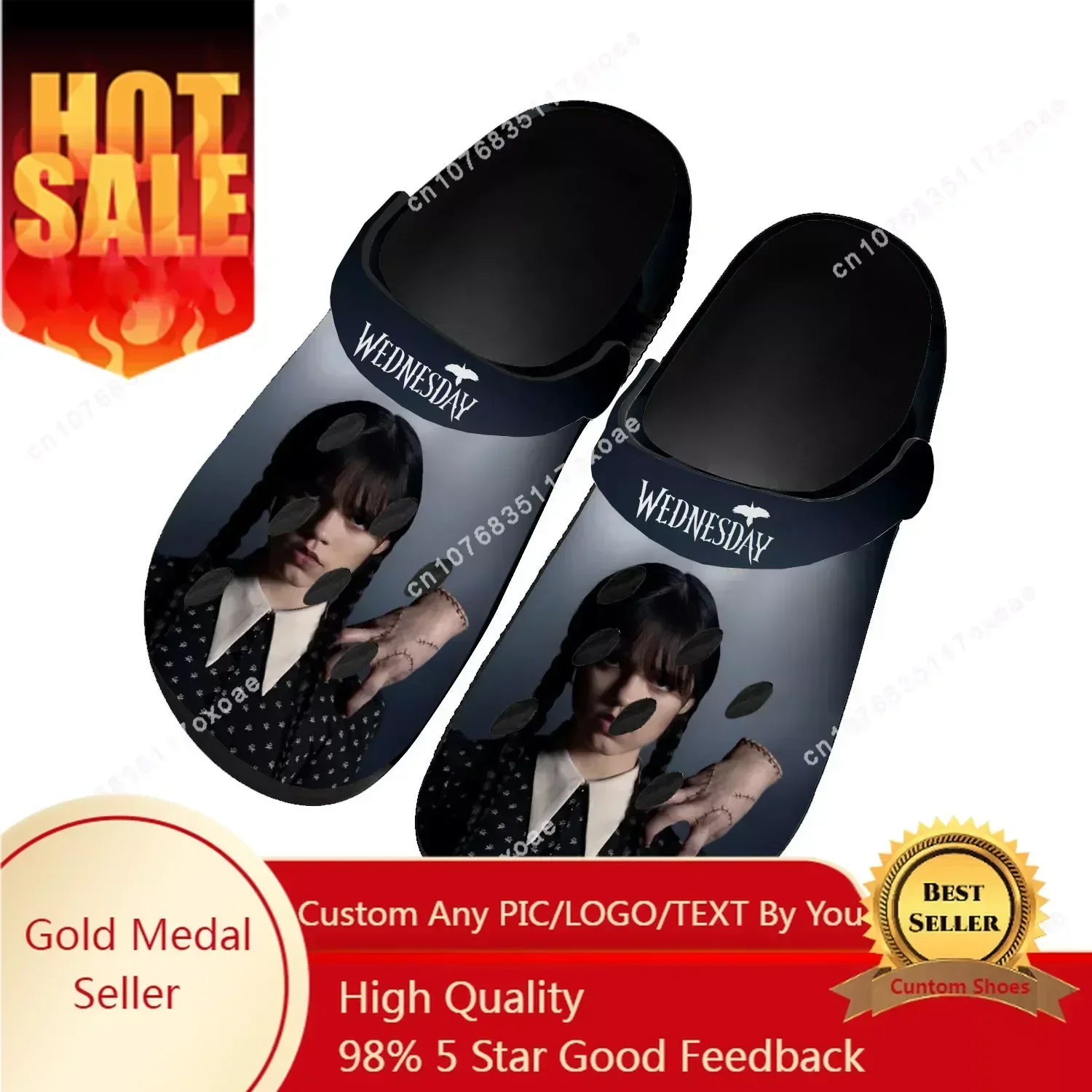 

Wednesday Addams Home Clog Mens Women Youth Boy Girl Sandals Shoes Garden Custom Made Breathable Shoe Beach Hole Slippers White