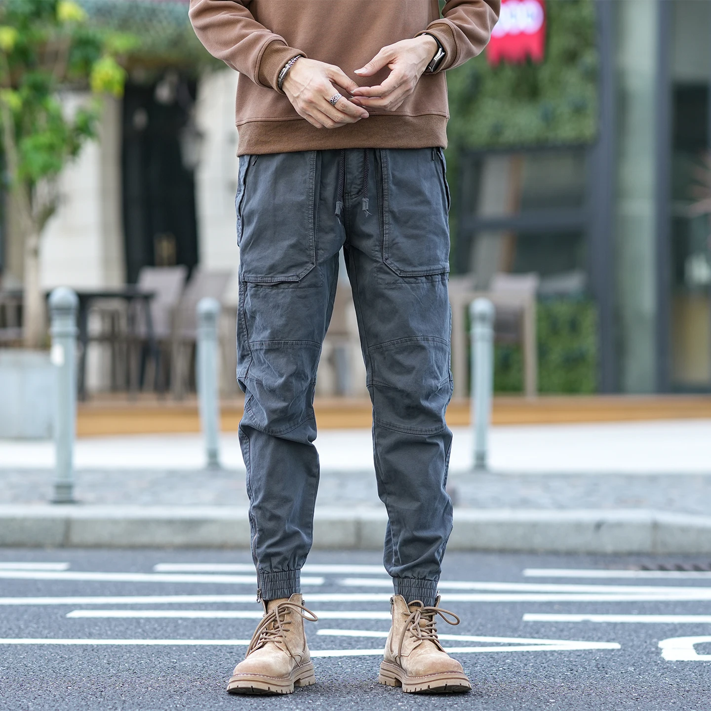 High Quality Men's Business Casual Trousers Autumn Winter Korean Style Straight Slim Versatile Cargo Pants Tapered Washed Pants