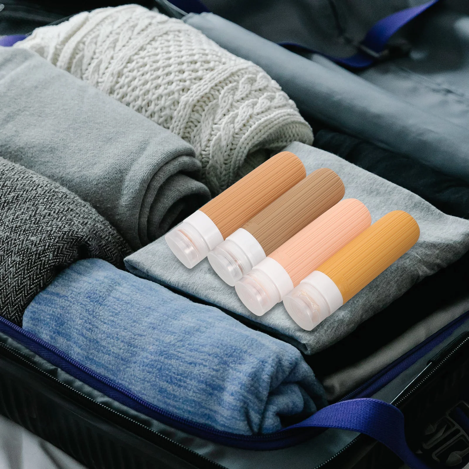 4 قطعة زجاجات قابلة لإعادة الملء للسفر قابلة للعصر 100 مللي حاويات أدوات الزينة من السيليكون لغسول الشامبو منظم سائل غسيل الجسم #5