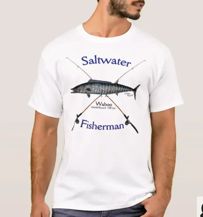 Wahoo Saltwater Fishing Fisherman Angler Gift T-Shirt. Summer Cotton Short Sleeve O-Neck Mens T Shirt New S-3XL