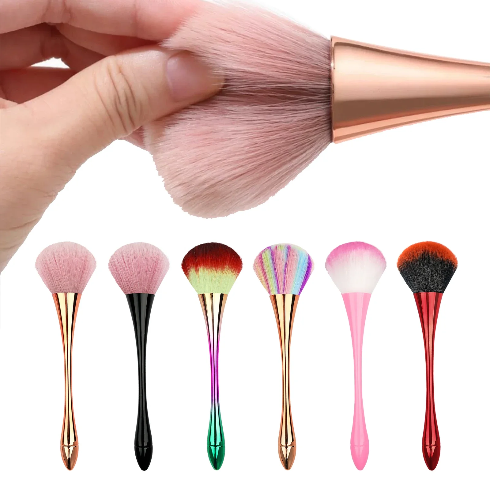 

1pcs Rose Gold Powder Nail Dusting BrushSmall Waist Soft Head Makeup Remover BrushBlush Blush BrushNail Cleaning BrushNail Tools