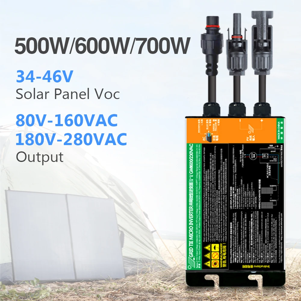 500W 600W 700W MPPT Solar PV Grid Tie Micro Inverter GMI Series DC Input 18V-50V AC Output 80V-280V 50Hz 60Hz Solar PV Inverters