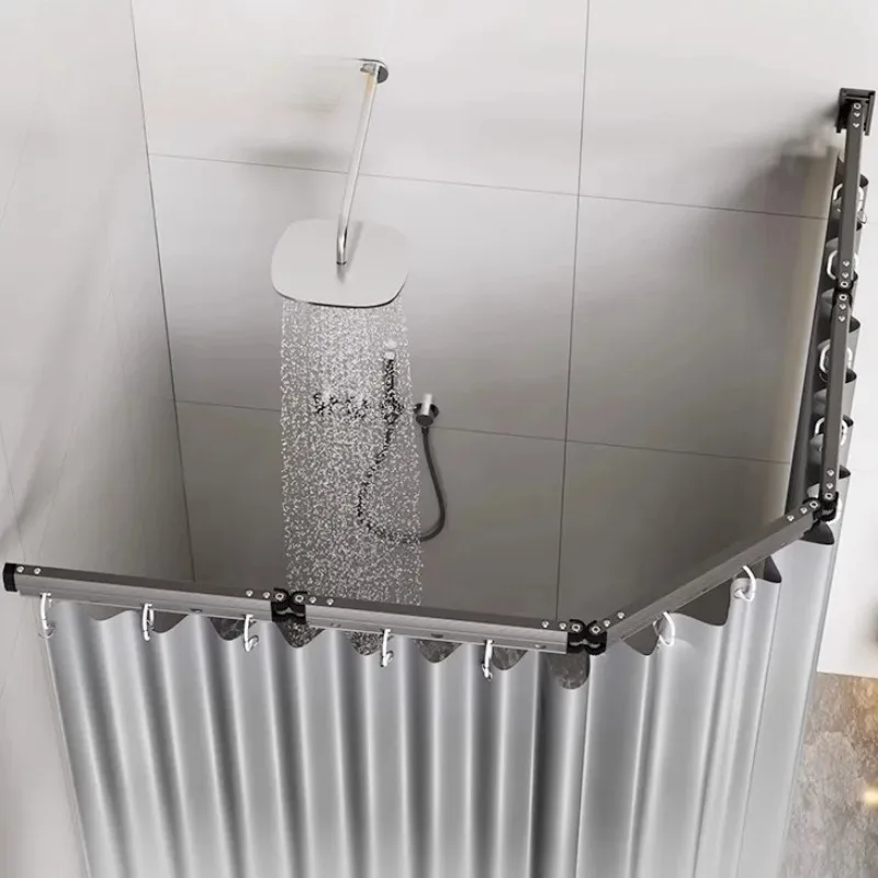 ‌Invisible Folding Shower Curtain - Waterproof Bathroom Divider, Retractable Shower Screen, Wet Area Partition, Privacy Curtain