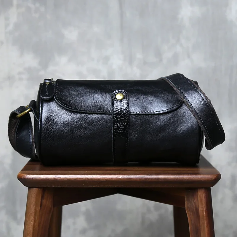 

Повседневная сумка через плечо из воловьей кожи в стиле ретро, мужская горизонтальная сумка-ведро из натуральной кожи, рюкзак из масляной кожи
