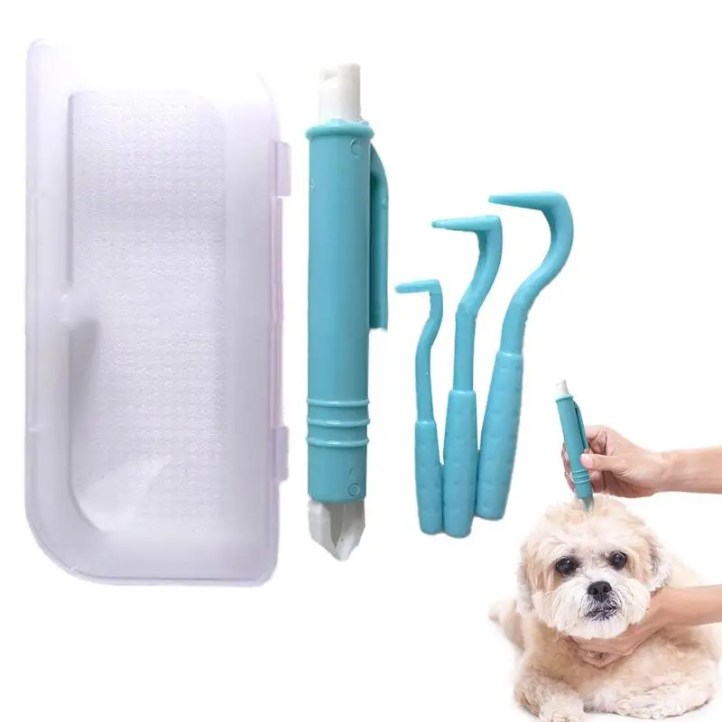 Tick Remover for Dogs 4 Pcs Tick Removal Tweezers Hooks Comb Kit Flea Remover Comb Lice Supplies for Pet Dog Cat Human Horse