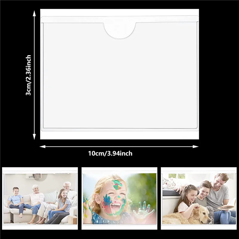 144Pcs Self-Adhesive Label Card Holder Index Pockets Holder 6X8.5Cm Clear Plastic Card Holder Adhesive Label Holder