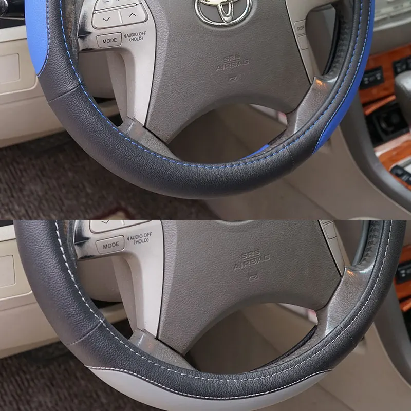 Universal Steering Wheel Cover 37-38.5CM Microfiber Anti-slip PU Leather Steering Wheel Case Car Accessories Interior