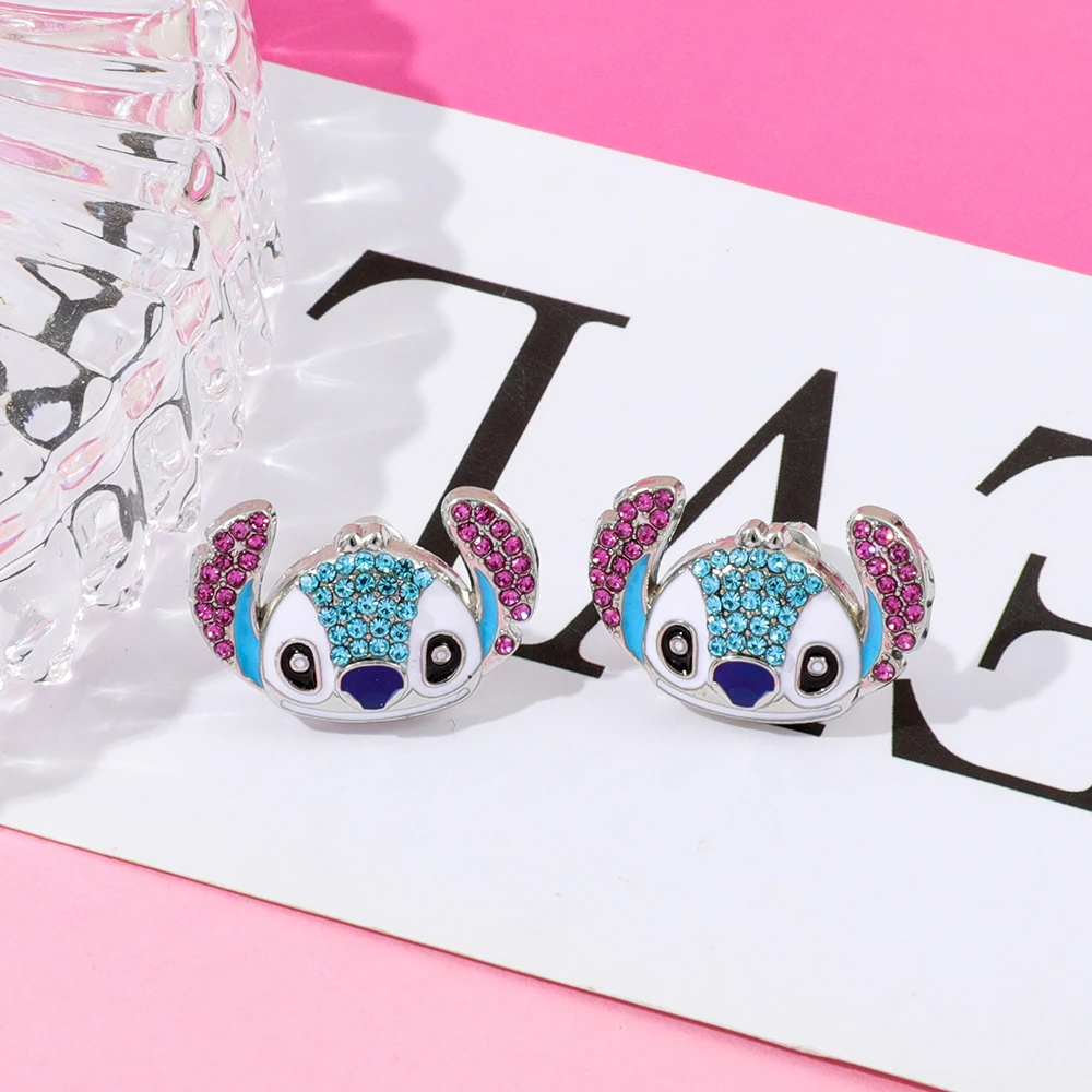 Stylish Lilo & Stitch Rhinestone Studs Sparkling Glam Lightweight & Comfortable Daily Wear Earrings for Women