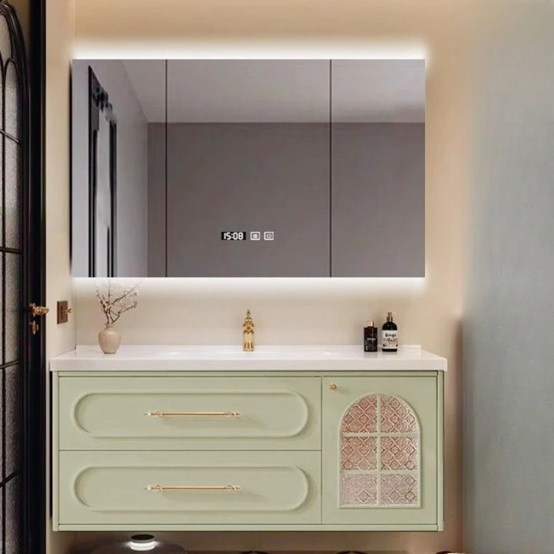 

Шкафы для ванной комнаты во французском стиле в стиле ретро, современный выпуск в семье, креативные шкафы для ванной комнаты, роскошная деревянная мебель для дома Gabinetti Ls50ysg