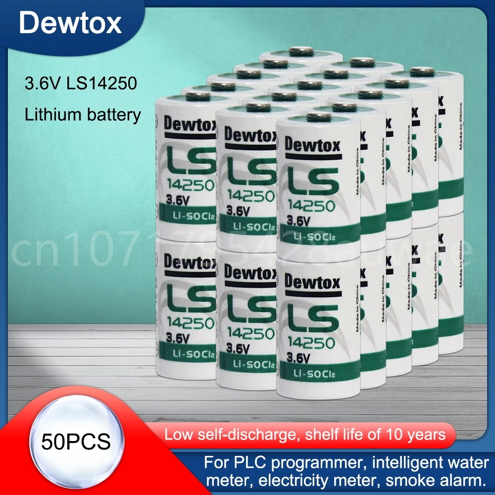 

50PCS Dewtox Ls14250 3.6v 1200mAh PLC Automatic Industrial Control Equipment Nc Machine Meter Gas Meter Probe Lithium Battery