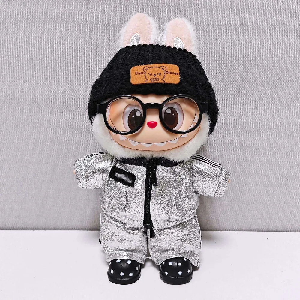 15/17 センチメートルラブブ人形服シルバーコートパンツドレスアップ人形アクセサリー座っているパーティークリスマス誕生日ギフトおもちゃ