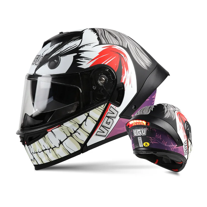 VGV Motorcycle Helmet Men's Four Season Locomotive Unveiling Helmet Women's Tail with Light Electric Vehicle New Casco Moto