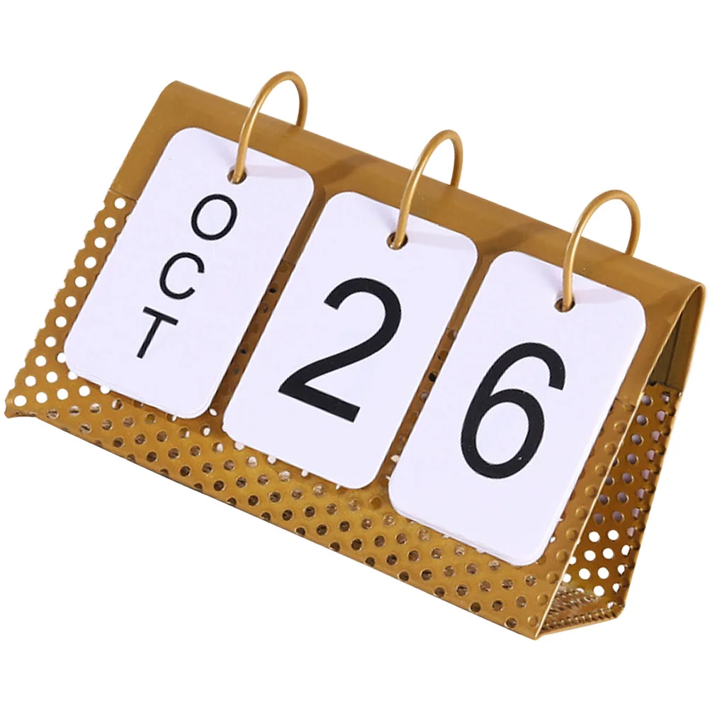 

Perpetual Calendar Desk Decor Iron Frame Ornament Home Office Craft Golden Proper Size Desktop Display Metal Gifts