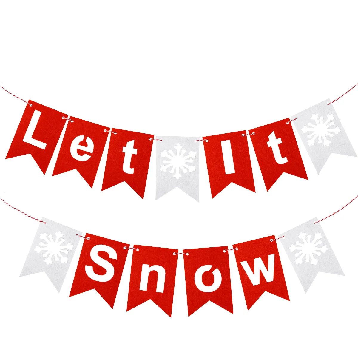 

Snowflake Bunting Non-Woven Christmas Banner Noel Flags Holiday Decor For Indoor Outdoor Party Garden Patio Lawn