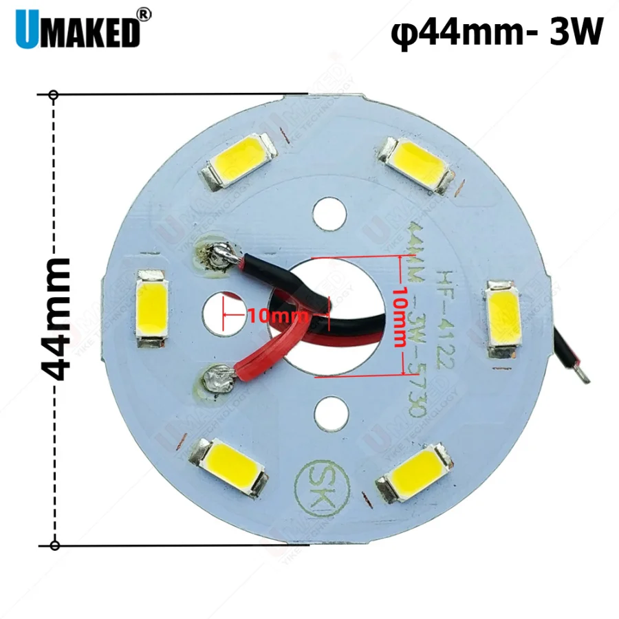 

3W 5W LED PCB with smd5730 chips installed, 10mm middle hole led lighting source for pendant light, crystal lamp etc