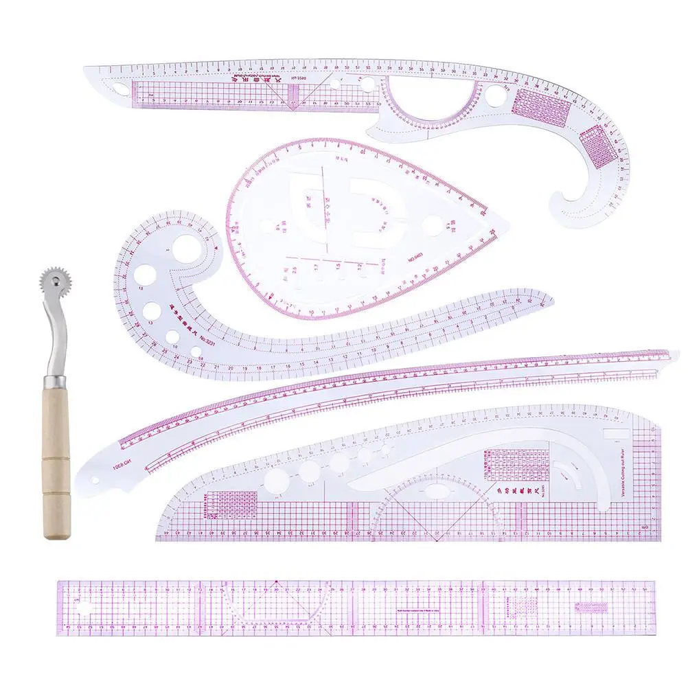 

7 Pieces Multi Function Rulers Set Clear Scale Durable High Accuracy Ideal Manual Cutting Tailor Sewing Rulers Drawing Tools