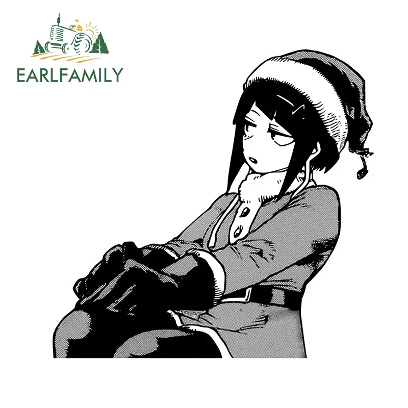 

EARLFAMILY 13 см x 12,9 см наклейка на автомобиль с изображением аниме-девушки, устойчивая к царапинам, для мотоцикла, декоративная наклейка для автофургона, маскировка царапин