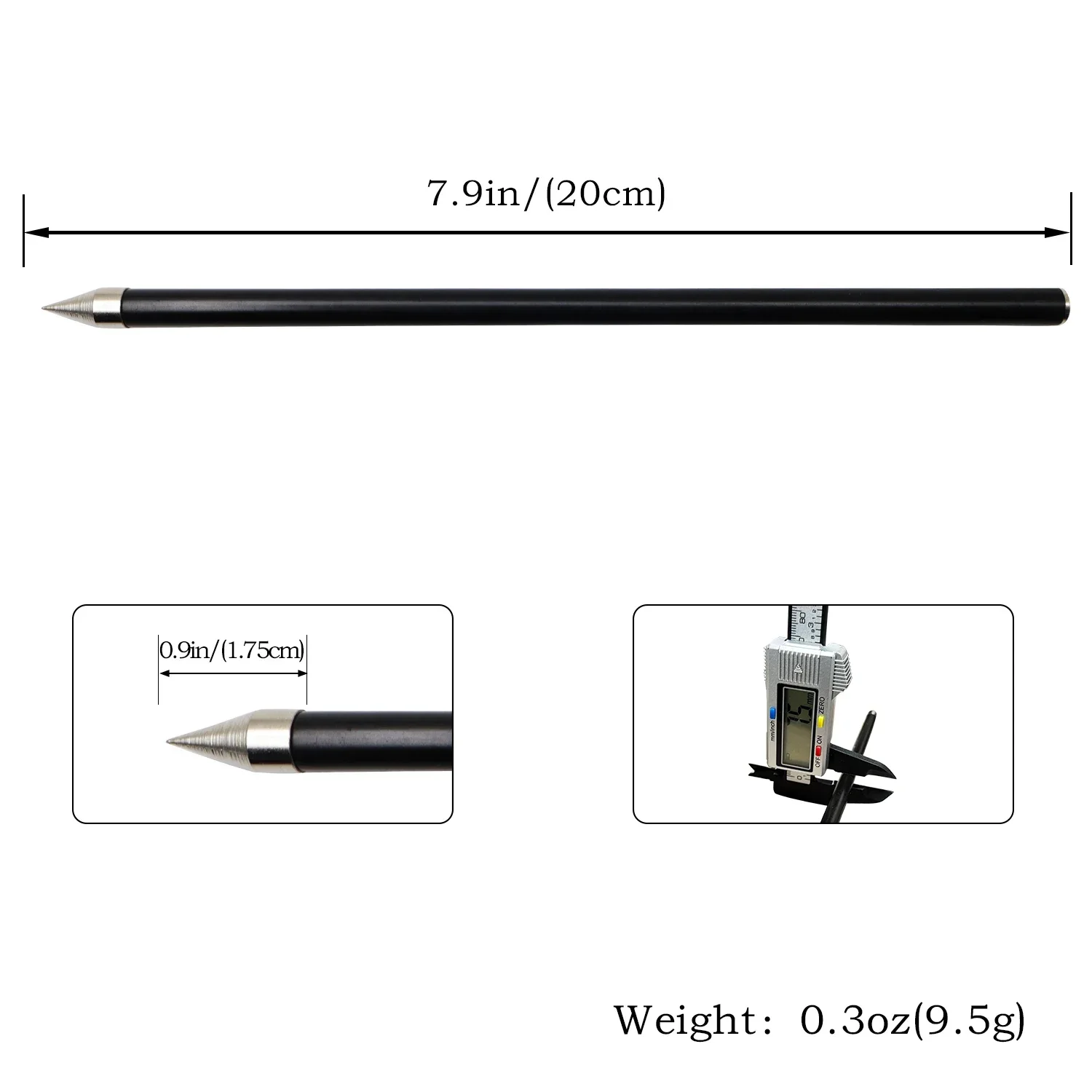 7.5mm x 20cm Black Short Arrows Metal Tip Hunting Bolts Precision Practice Arrows for Slingshot Shooting Outdoor Hunting