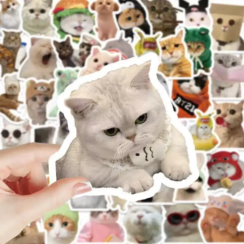 10/100 Buah Stiker Hewan MEME Kucing Lucu Lucu Stiker Kawaii Scrapbooking Notebook Bagasi Laptop Stiker Skateboard